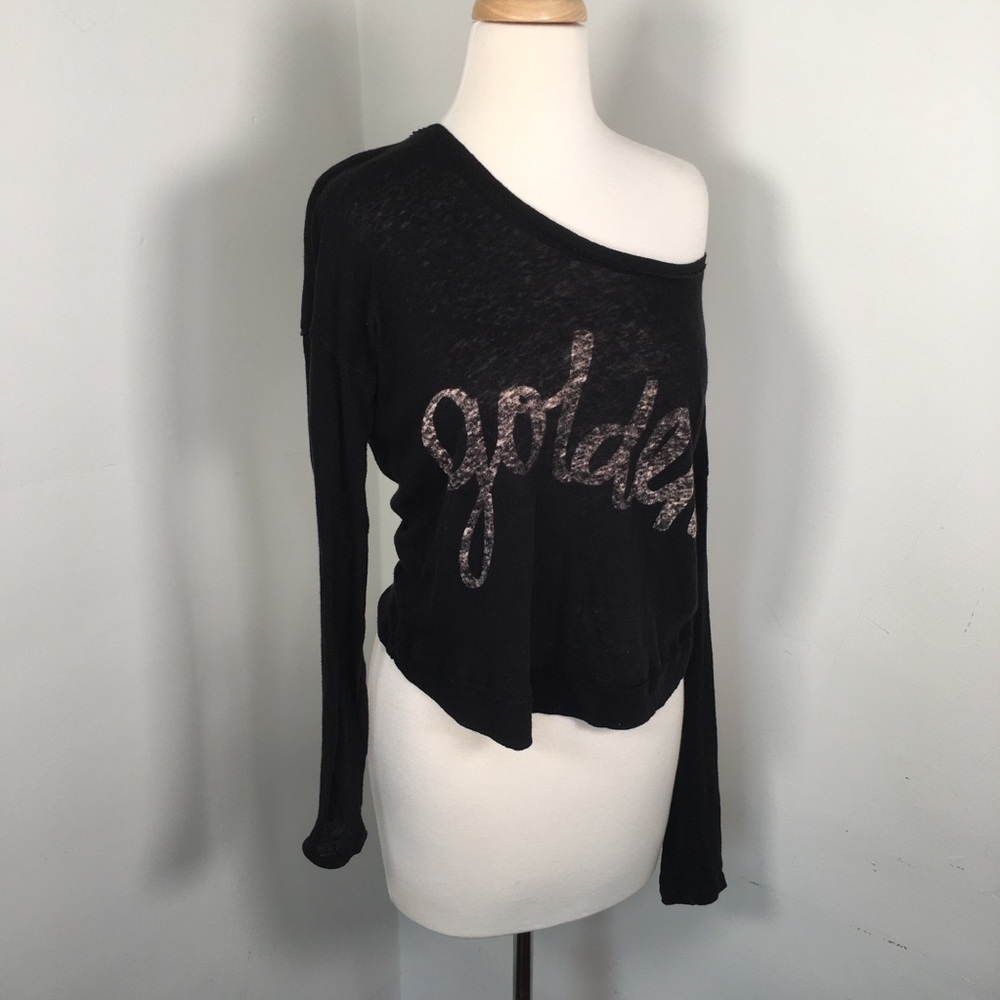 We The Free XS oversized cropped golden semi sheer